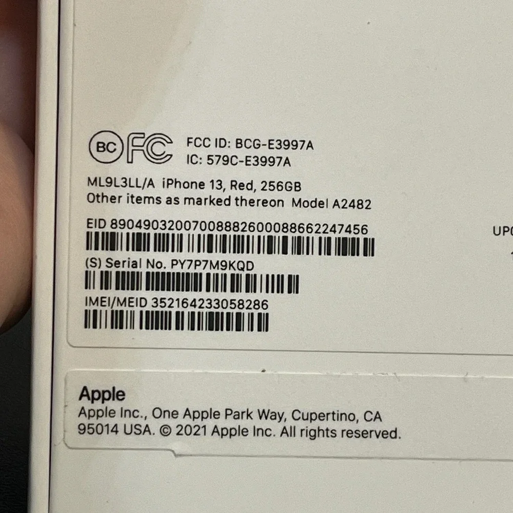 Apple iPhone 13 RED Edition 256 gb 2021 Original Packaging BOX ONLY
